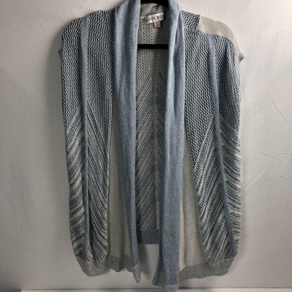 Knox Rose Blue and Gray Cozy Cardigan Knit Size Small